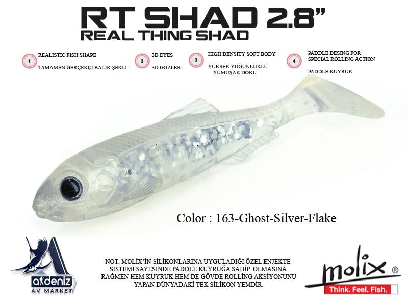 Molix RT Real Thing Shad 2.8'' 7cm. #163 Ghost Silver Flake (6 pcs)
