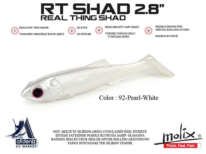 Molix RT Real Thing Shad 2.8'' 7cm. #92 Pearl White (6 pcs)