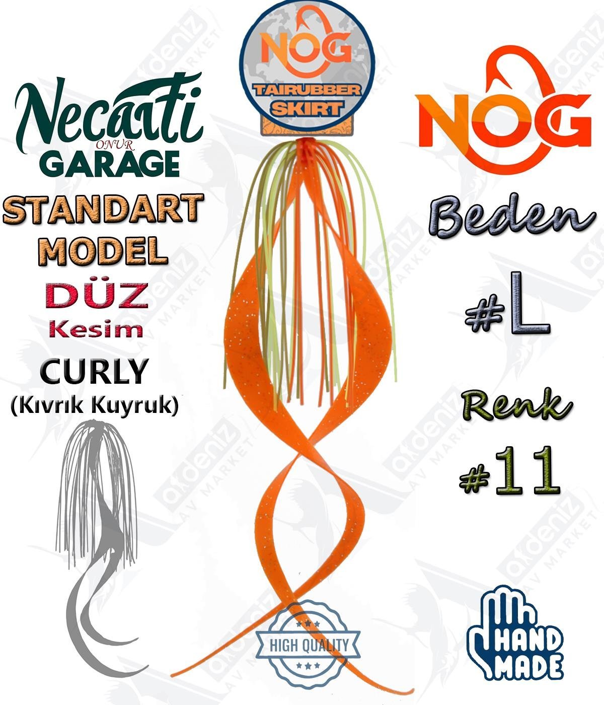 NOG Standart Tai Rubber Skirt Düz Kesim Curly Kuyruk Yedek Etek #11 LNOG Necati Onur Garage
