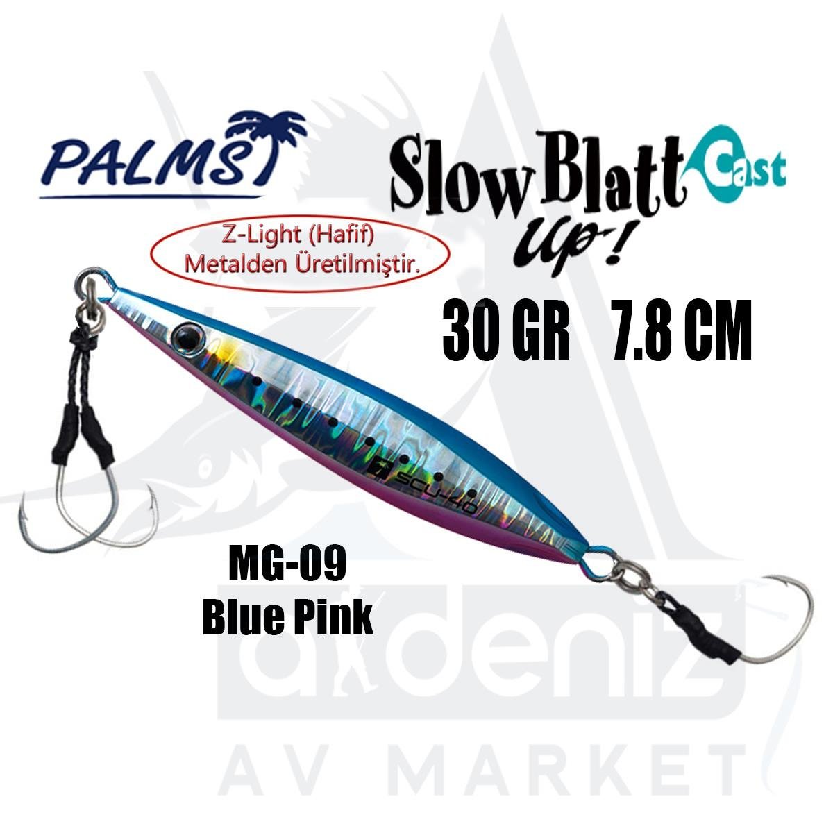 PALMS Slow Blatt Cast UP Jig 30gr 7.8cm Jig Yem Color: MG-09 Blue PinkPALMS