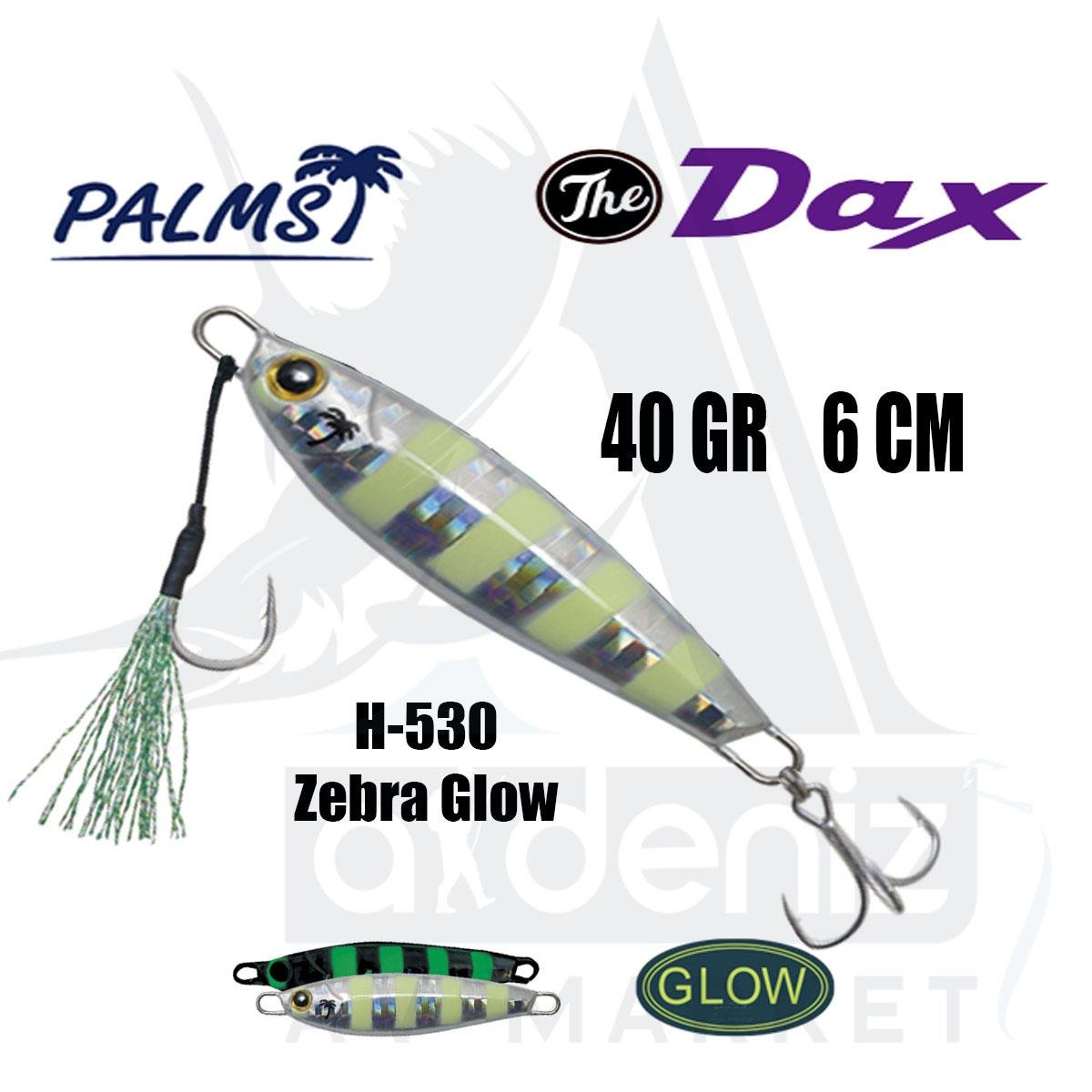 PALMS The Dax 40gr 6cm Jig Yem Color:H-530 Zebra GlowPALMS