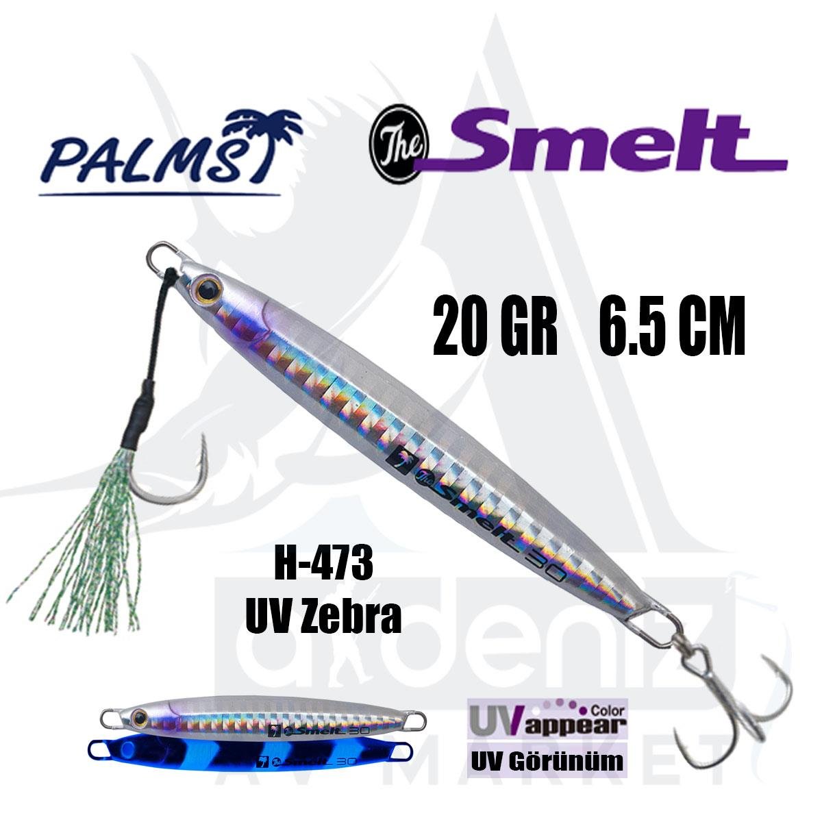 PALMS The Smelt Jig 20gr 6.5cm Jig Yem Color: H-473 UV ZebraPALMS