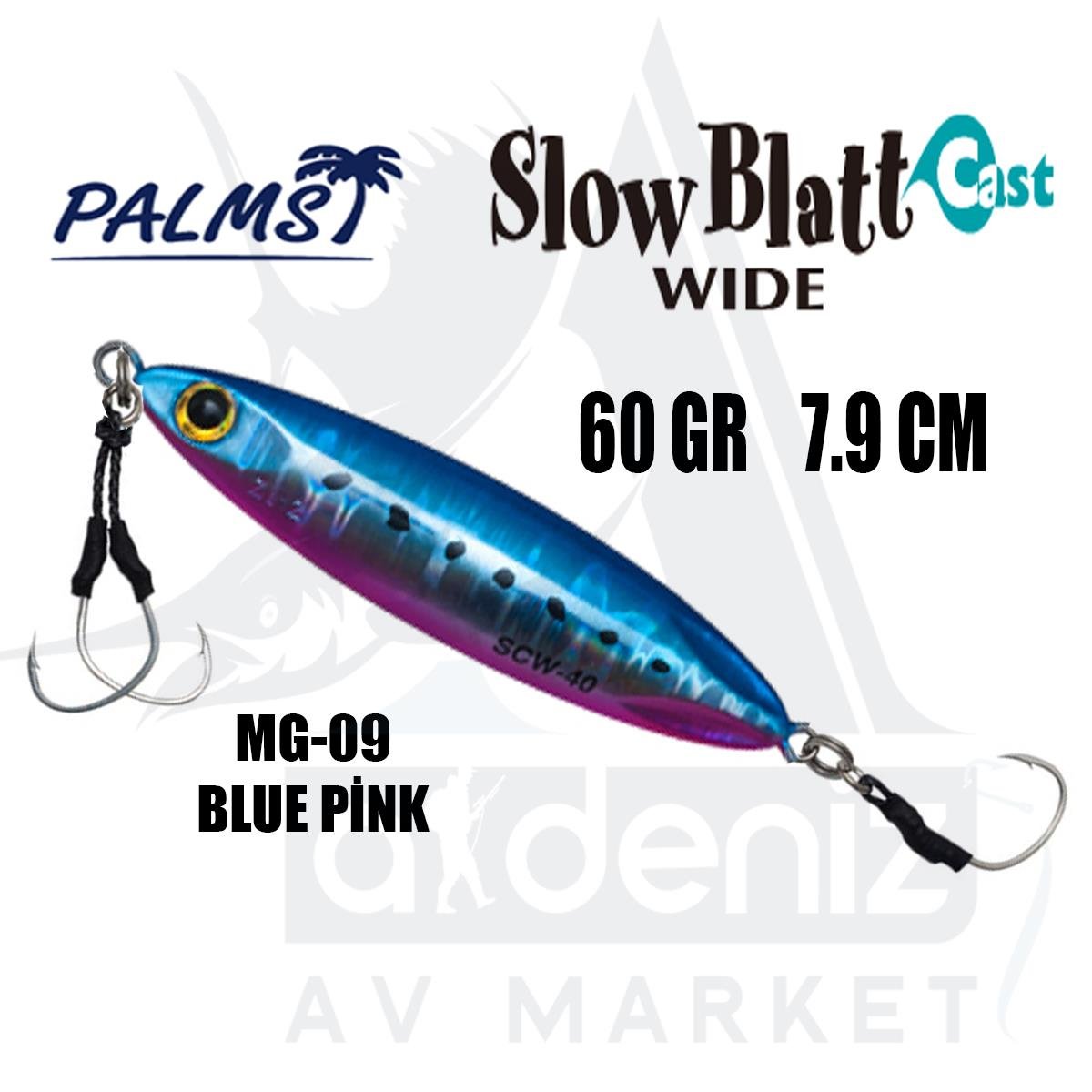 PALMS Zetz Slow Blatt Cast Wide Jig 60gr 7.9cm Jig Yem Color: MG-09 Blue PinkPALMS