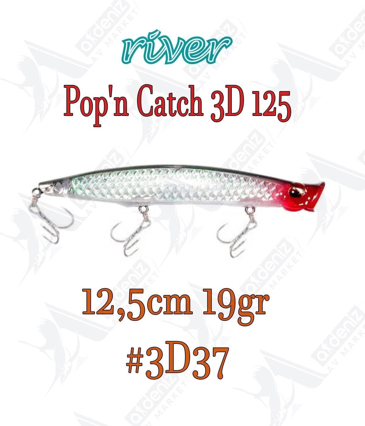River Pop'n Catch 3D 125 12.5cm 19gr Popper Color:3D37RİVER