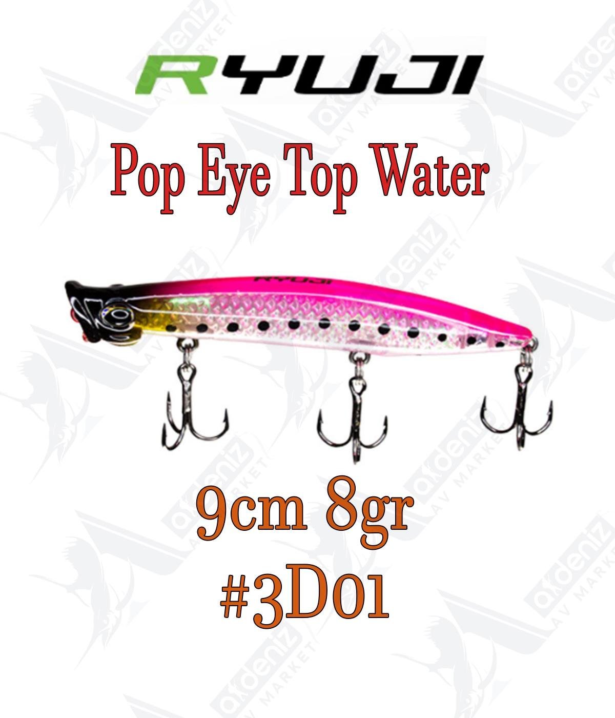 Ryuji Pop Eye Top Water 9cm 8gr Popper Color:3D01RİVER