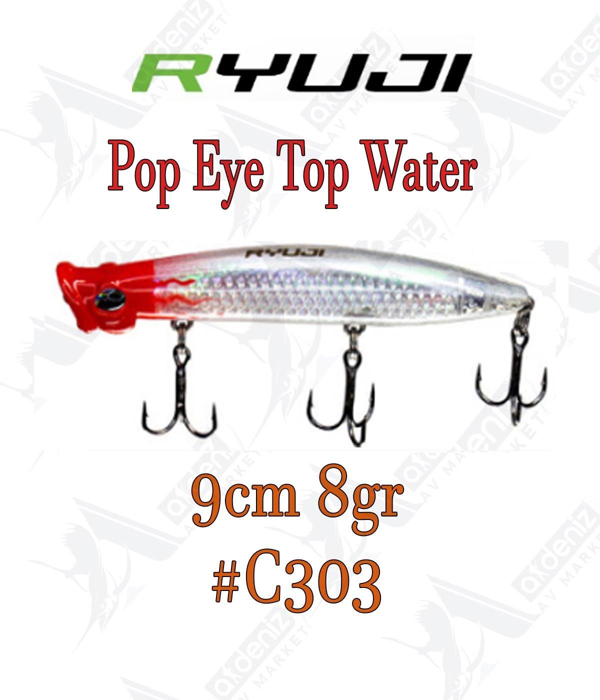 Ryuji Pop Eye Top Water 9cm 8gr Popper Color:C303RİVER