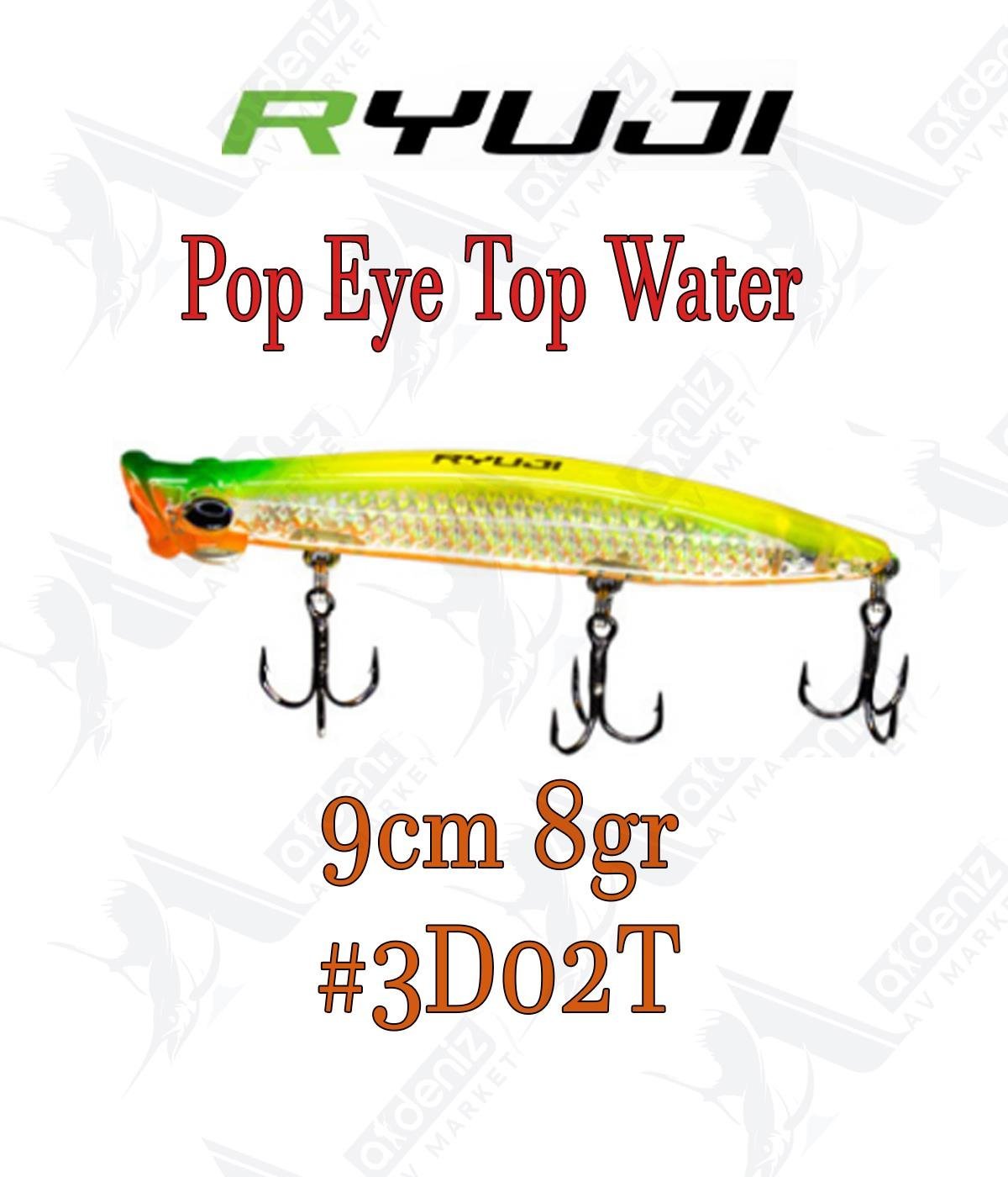 Ryuji Pop Eye Top Water 9cm 8gr Popper Color:3D02TRİVER