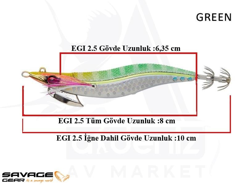 Savage Gear Squid Beat Egi #2.5 10 gr Suni Yem #Green