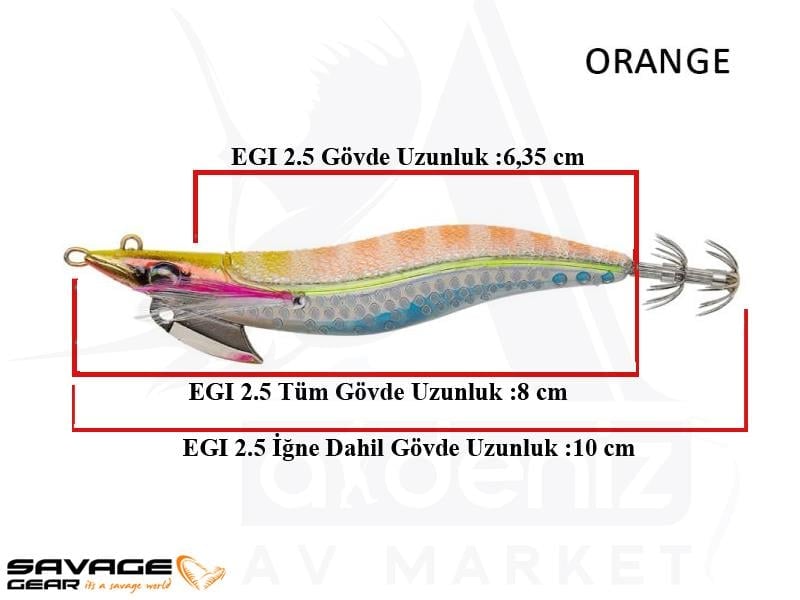 Savage Gear Squid Beat Egi #2.5 10 gr Suni Yem #Orange
