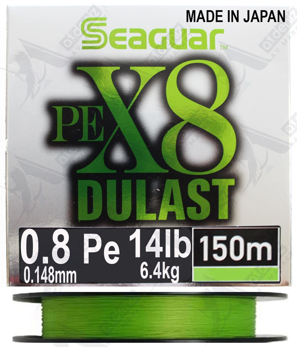 Seaguar Dulast PE X8 0.8 Pe 0.148mm 14Lb 150 Mt İp Misina Flash Green.SEAGUAR