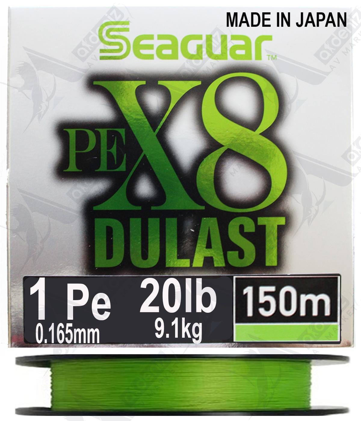 Seaguar Dulast PE X8 1 Pe 0.165mm 20Lb 150 Mt İp Misina Flash Green.SEAGUAR