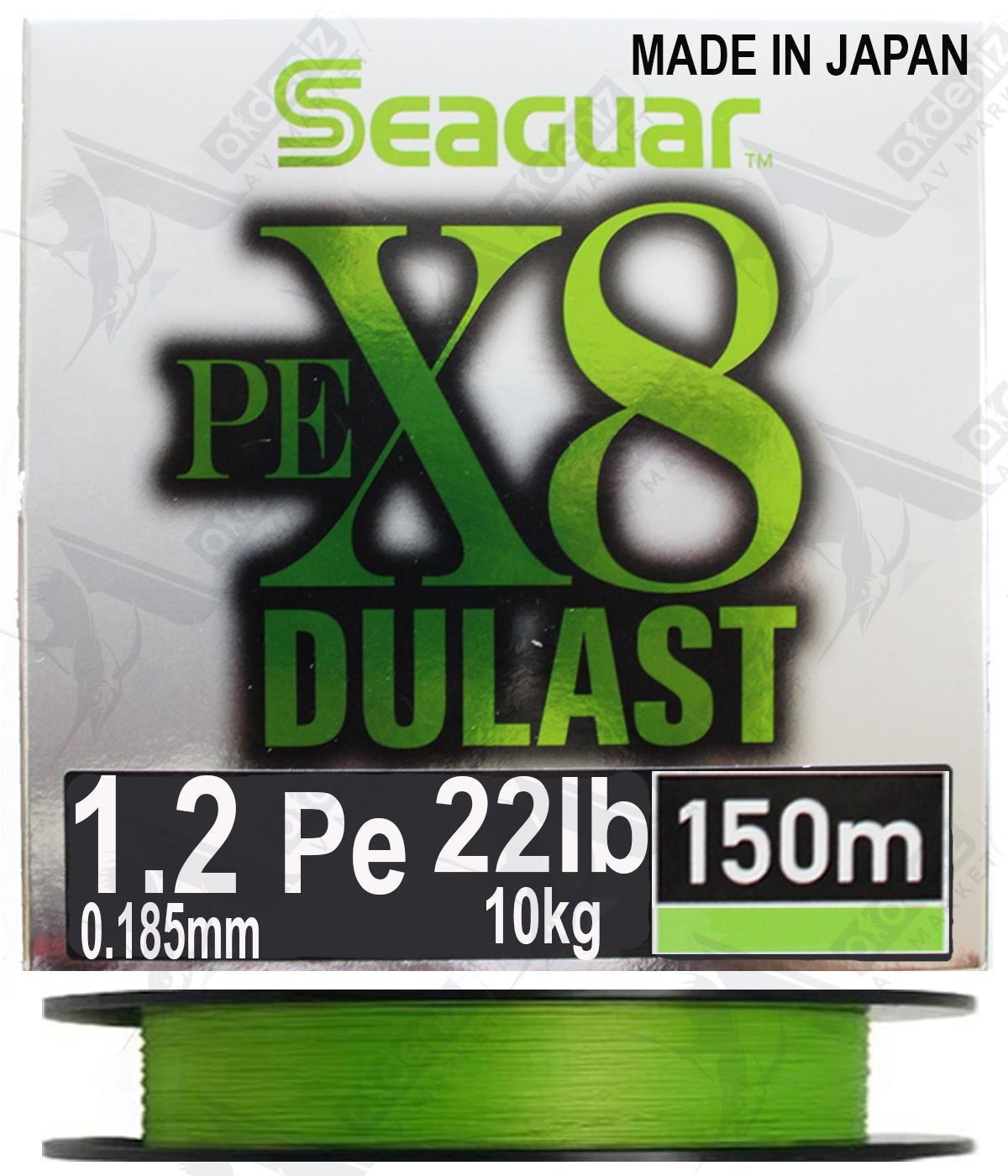 Seaguar Dulast PE X8 1.2 Pe 0.185mm 22Lb 150 Mt İp Misina Flash Green.SEAGUAR