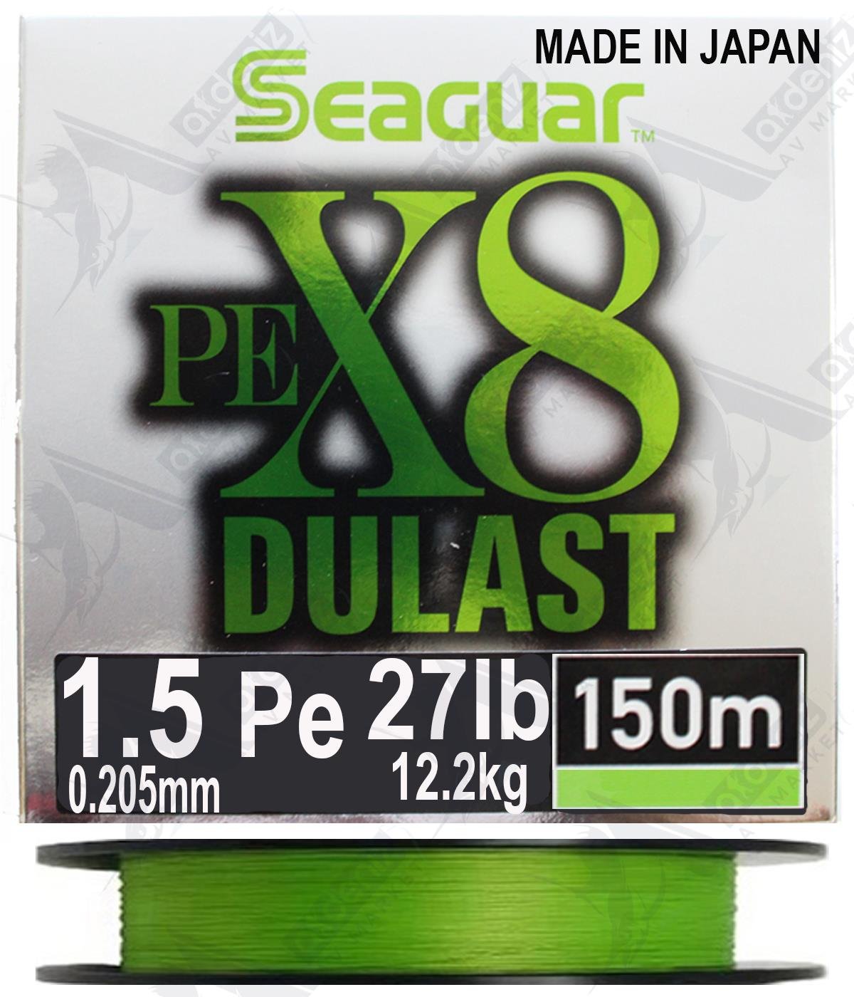 Seaguar Dulast PE X8 1.5 Pe 0.205mm 27Lb 150 Mt İp Misina Flash Green.SEAGUAR