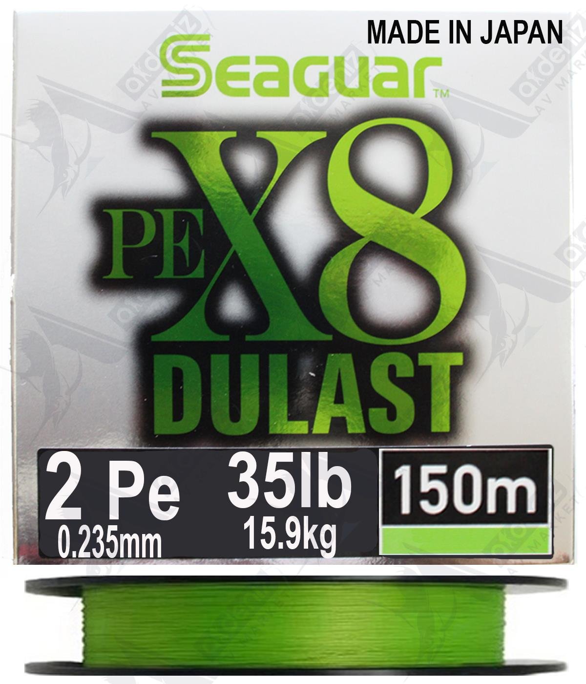Seaguar Dulast PE X8 2 Pe 0.235mm 35Lb 150 Mt İp Misina Flash Green.SEAGUAR