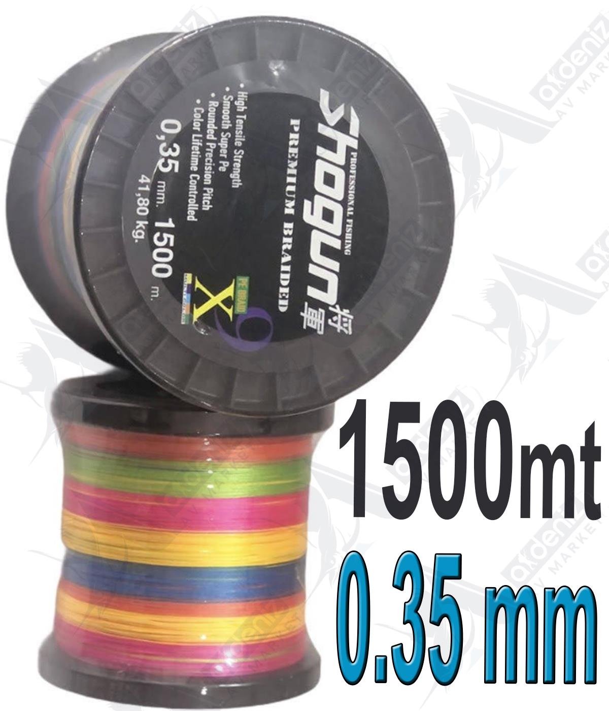 Shogun 9X İp Misina 0.35 Mm 41.8 Kg  1500MT Multicolor.SHOGUN