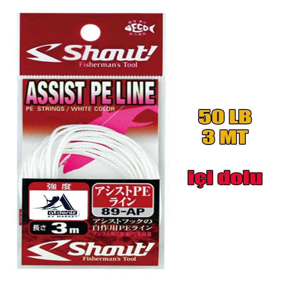 Shout Blue Assist PE Line Asist İpi 50 Lb. BEYAZ (3mt)SHOUT