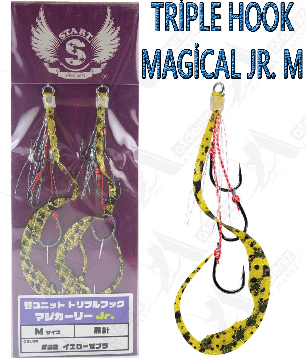 Start Triple Hook Magical Jr. M Tai Rubber Skirt / Etek 2'li Paket #32 Yellow ZebraSTART