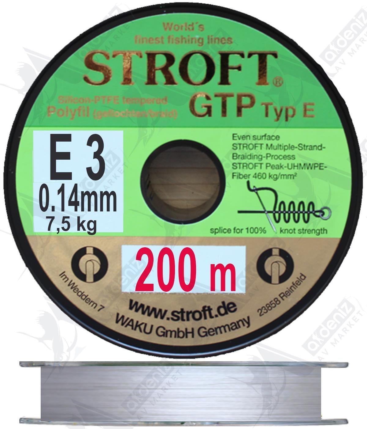 Stroft Gtp Typ E E3 0.14 mm 7.5 Kg Spin İp Misina 200Mt GriSTROFT