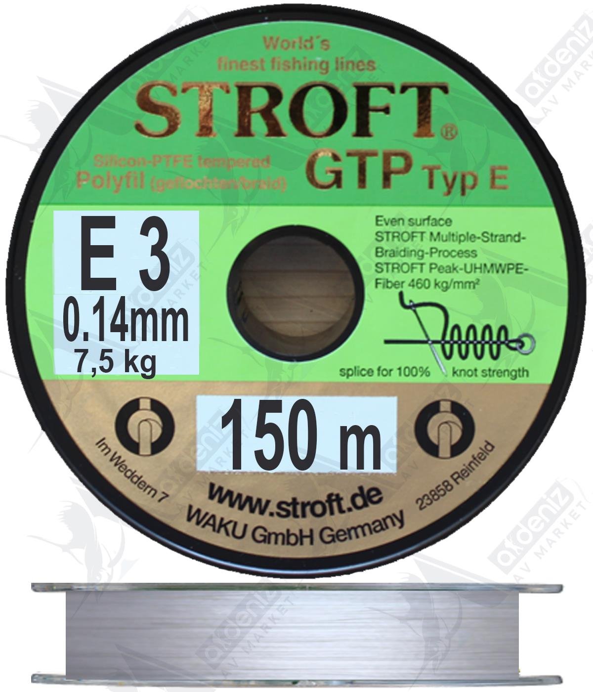 Stroft Gtp Typ E E3 0,14mm 7.5 kg 150M Light Spin İp Misina GriSTROFT