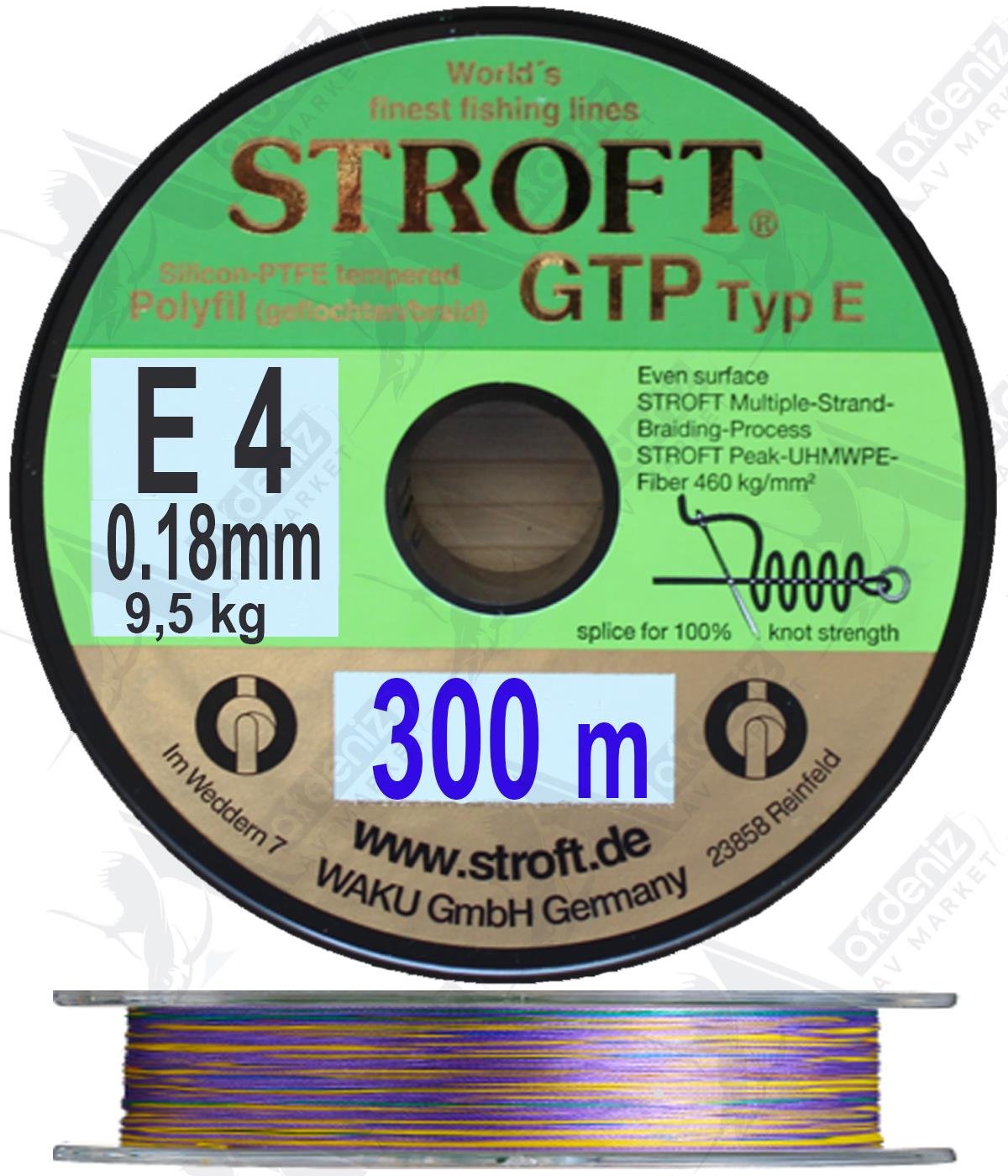 Stroft GTP TYP E E4 0.18 mm 9.5 Kg İp Misina Multicolor 300MSTROFT