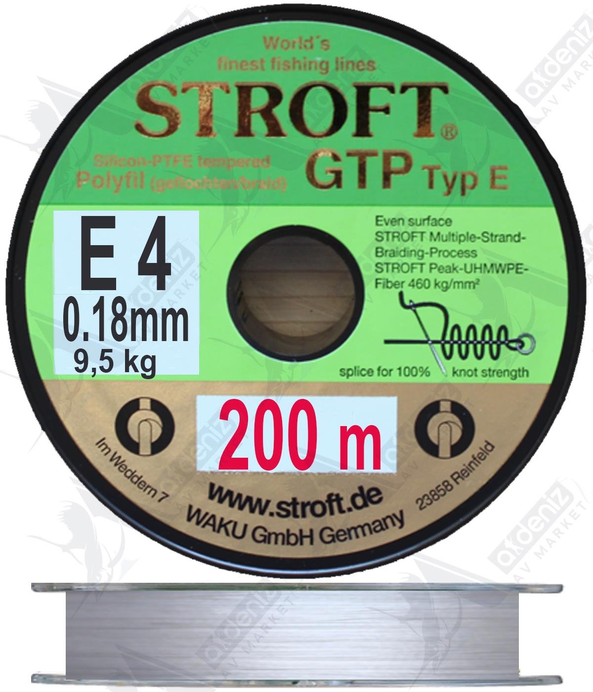 Stroft Gtp Typ E E4 0.18 mm 9.5 Kg Spin İp Misina 200Mt GriSTROFT