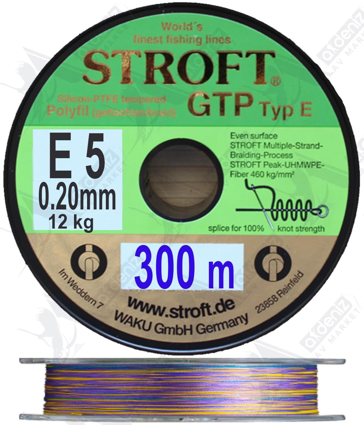 Stroft GTP TYP E E5 0.20 mm 12 Kg İp Misina Multicolor 300MSTROFT