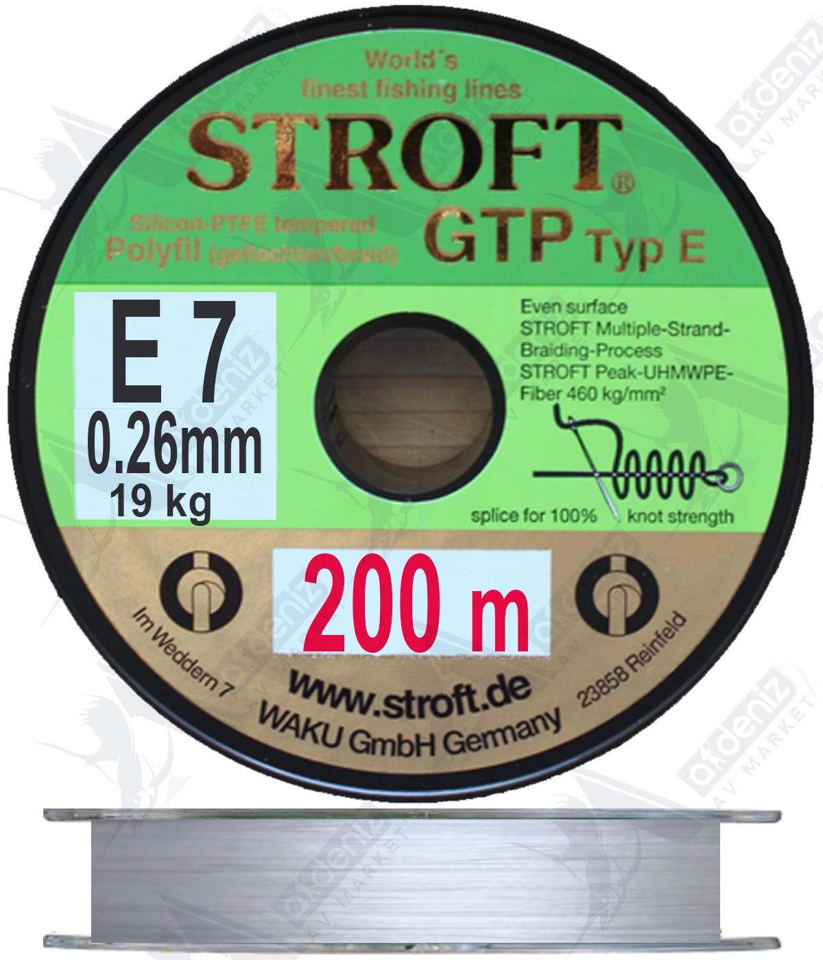 Stroft Gtp Typ E E7 0.26 mm 19 Kg İp Misina 200Mt GriSTROFT