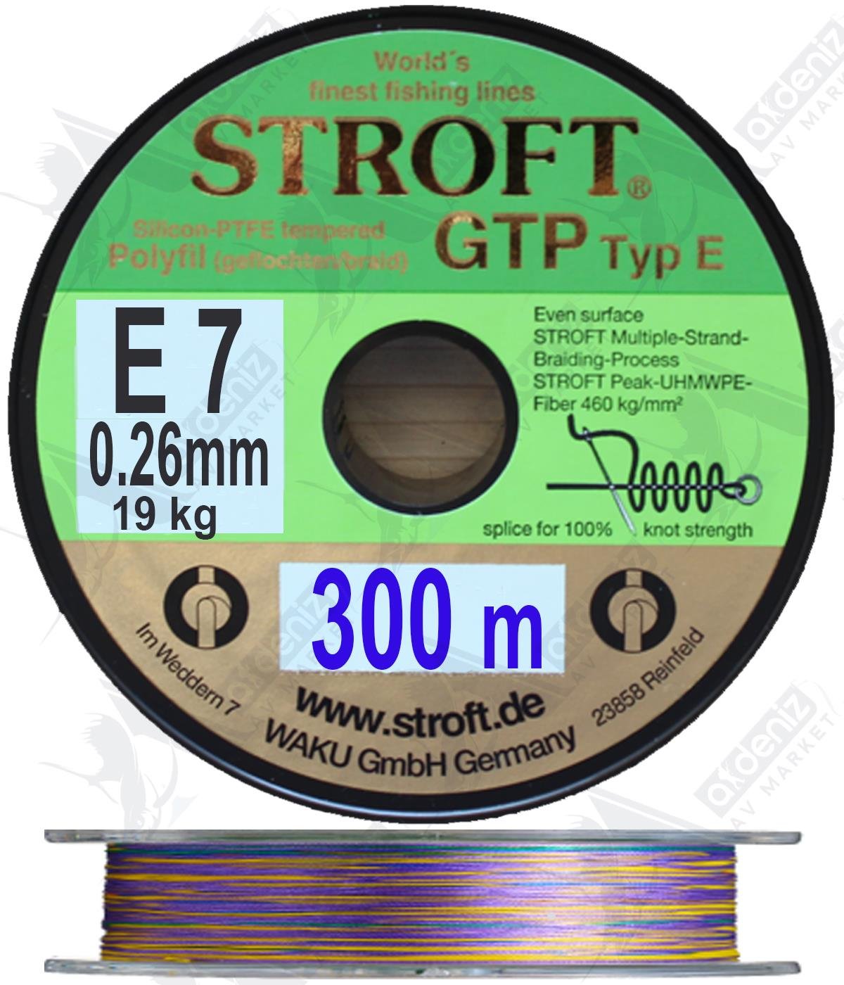 Stroft GTP TYP E E7 0.26 mm 19 Kg İp Misina Multicolor 300MSTROFT