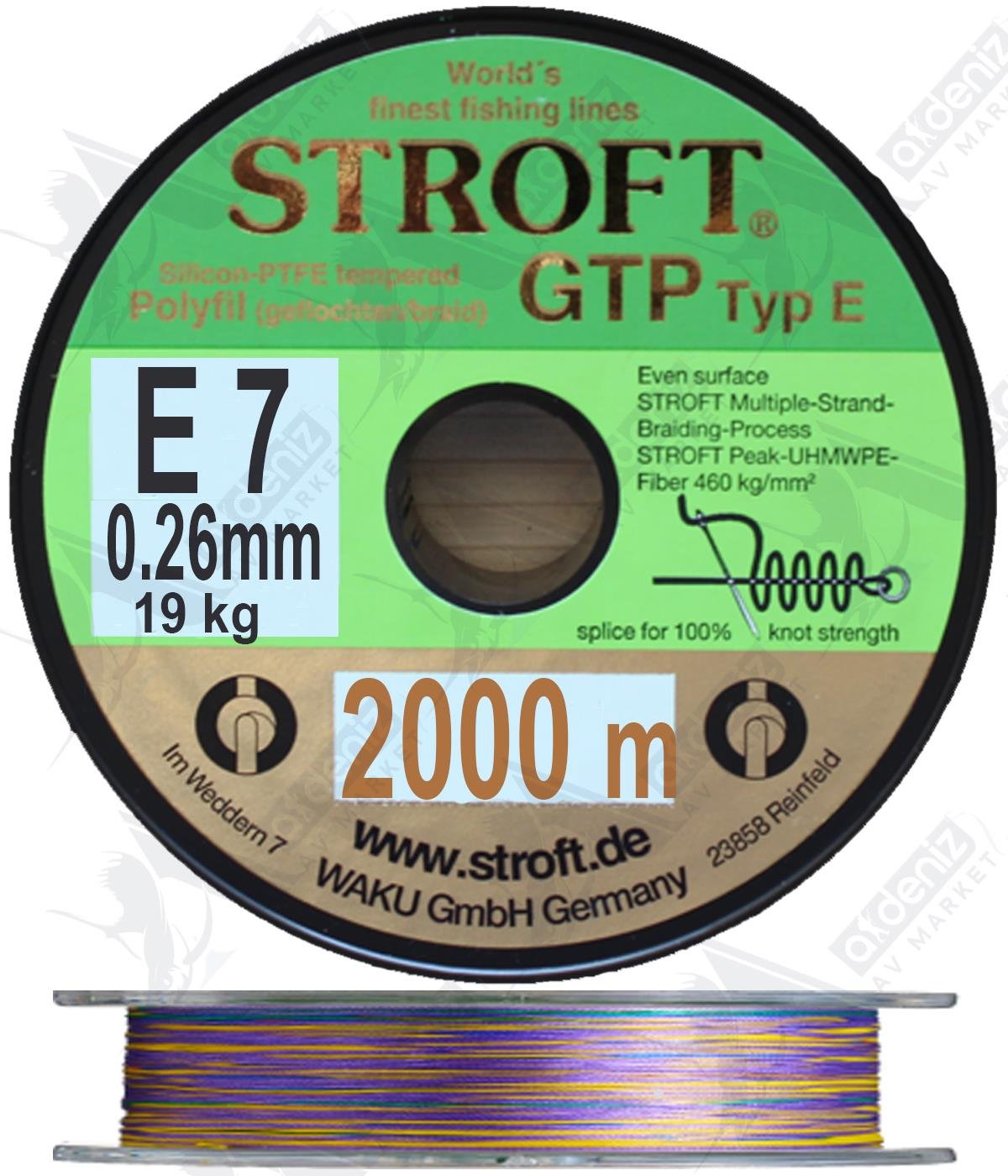 Stroft GTP TYP E E7 0.26mm 19Kg İp Misina 2000 Mt MulticolorSTROFT