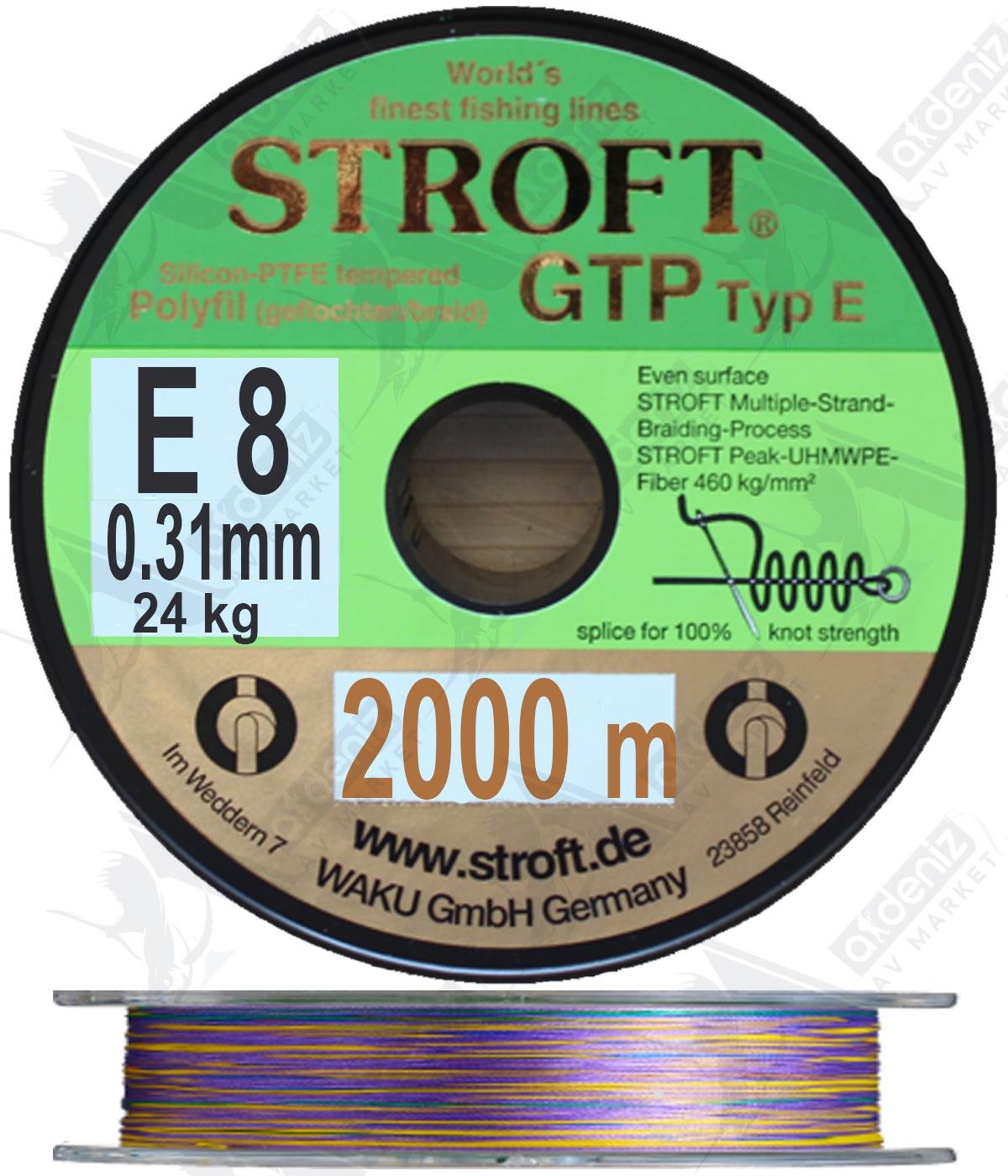Stroft GTP TYP E E8 0.31mm 24Kg İp Misina 2000 Mt MulticolorSTROFT