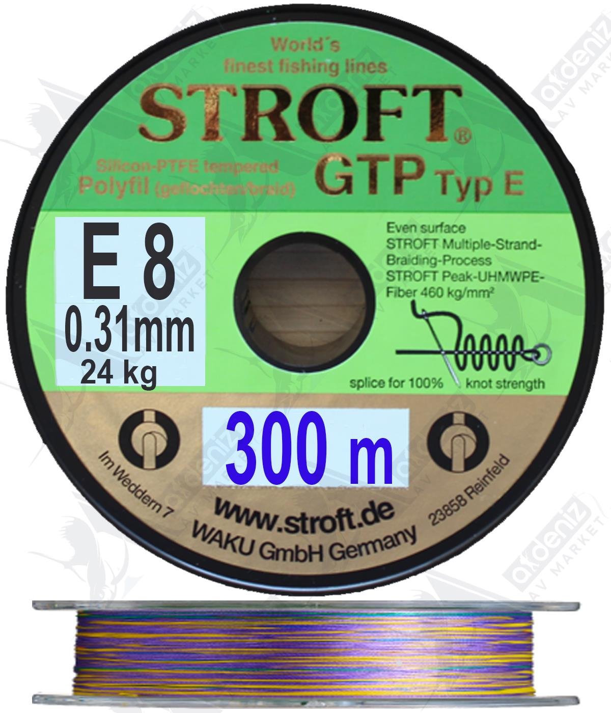 Stroft GTP TYP E E8 0.31 mm 24 Kg İp Misina Multicolor 300MSTROFT
