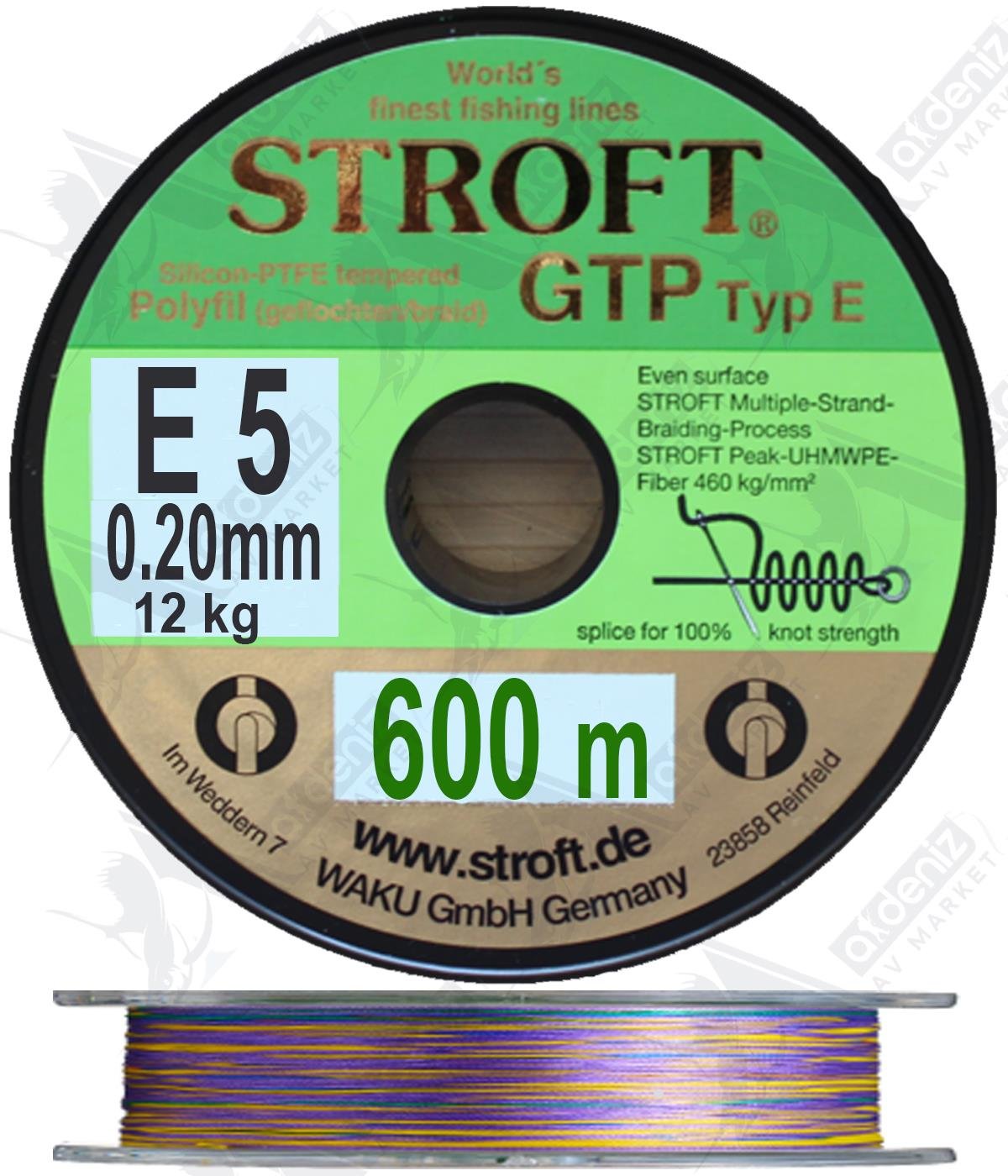 Stroft GTP TYP E5 0.20mm 12kg Spin İp Misina 600 Mt MulticolorSTROFT