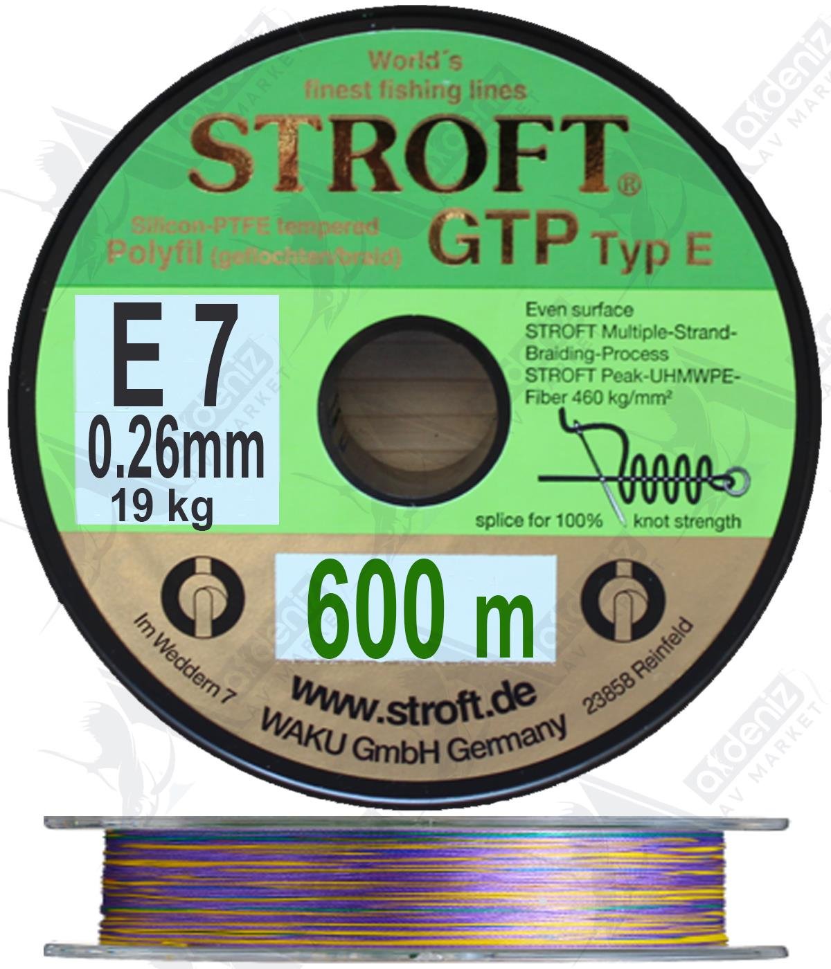 Stroft GTP TYP E7 0.26mm 19kg İp Misina 600 Mt MulticolorSTROFT