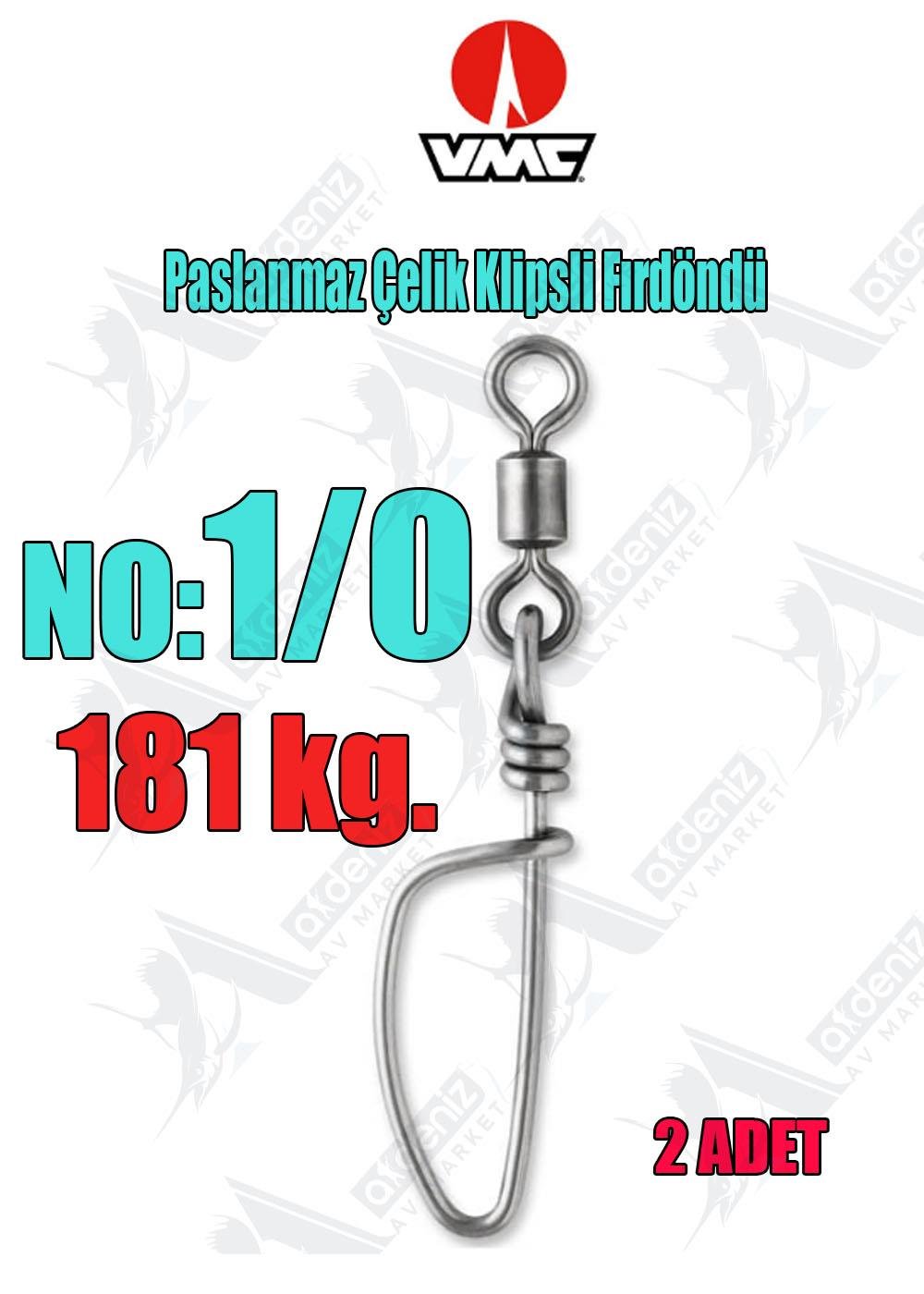 VMC Paslanmaz Çelik Klipsli Olta Fırdöndüsü No:1/0 (181 kg) 2 Pcs. SSTSS1/0VMC