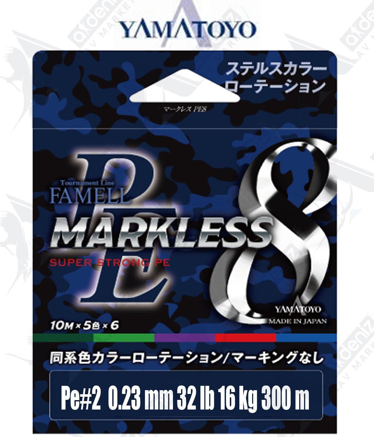 Yamatoyo Pe Markless 8x 0,23mm Pe#2 32lb (16kg) 300mtYAMATOYO
