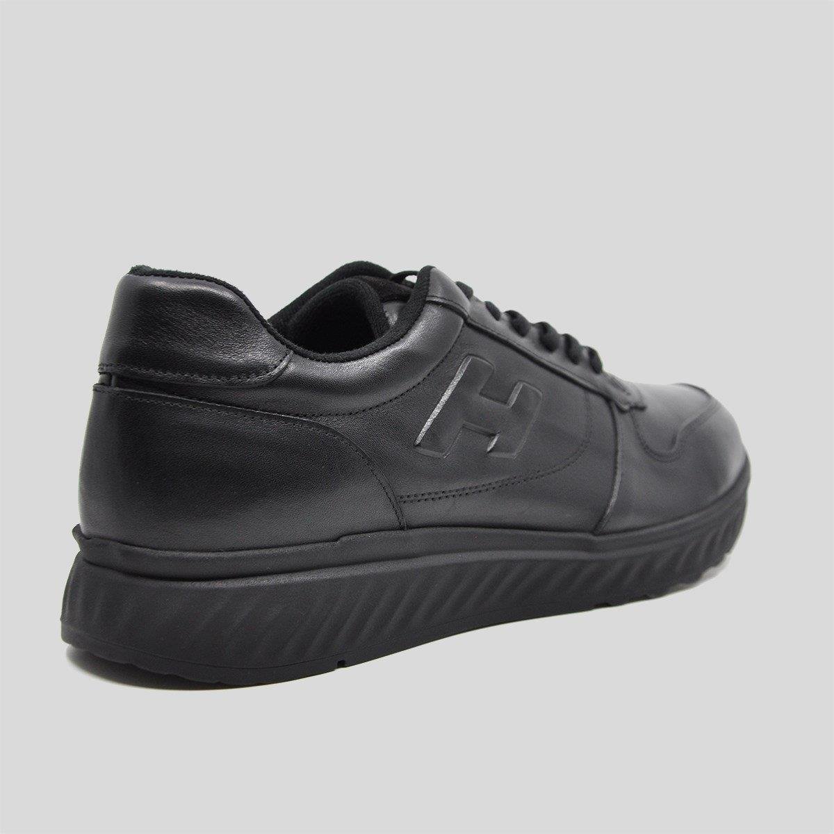 Fosco Hakiki Deri Siyah Sneaker Kışlık Ayakkabı 9786 100