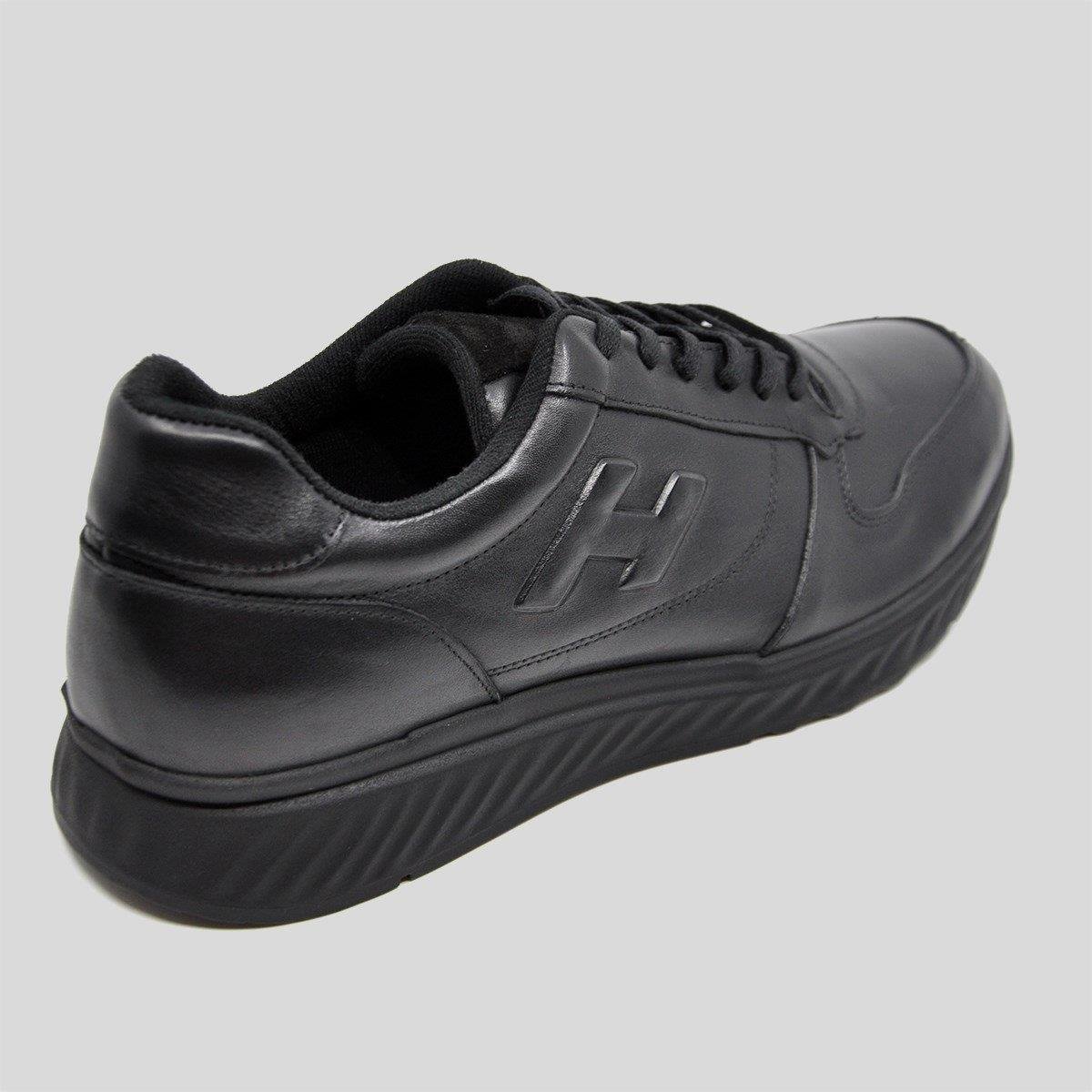 Fosco Hakiki Deri Siyah Sneaker Kışlık Ayakkabı 9786 100