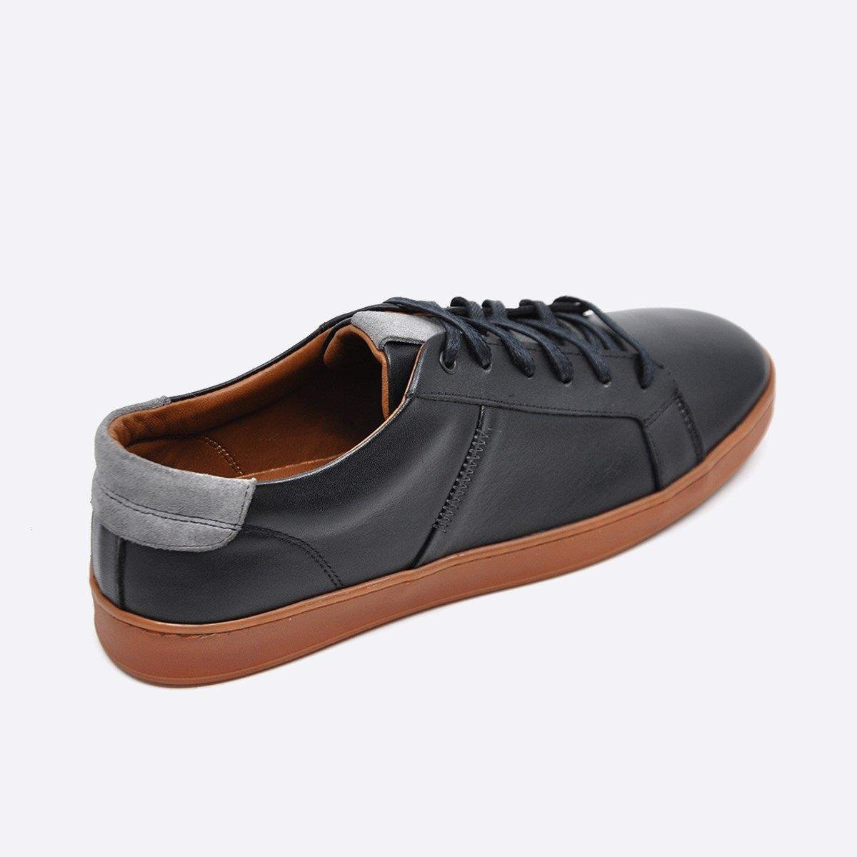 Fosco Hakiki Deri Siyah Sneaker Spor Erkek Ayakkabı 9882 100