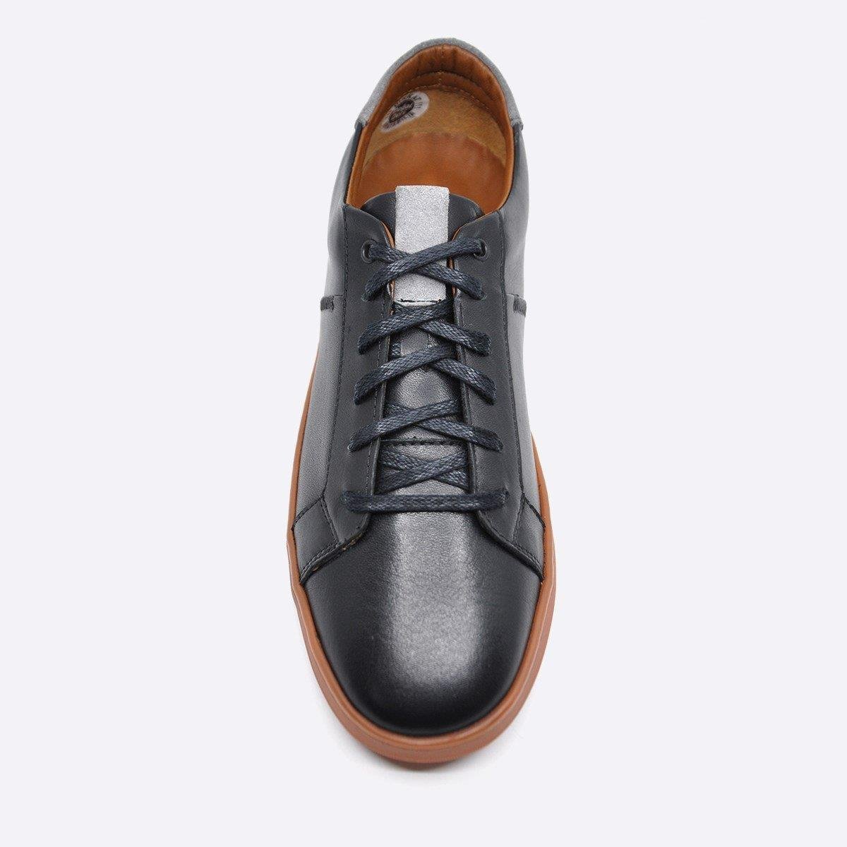 Fosco Hakiki Deri Siyah Sneaker Spor Erkek Ayakkabı 9882 100