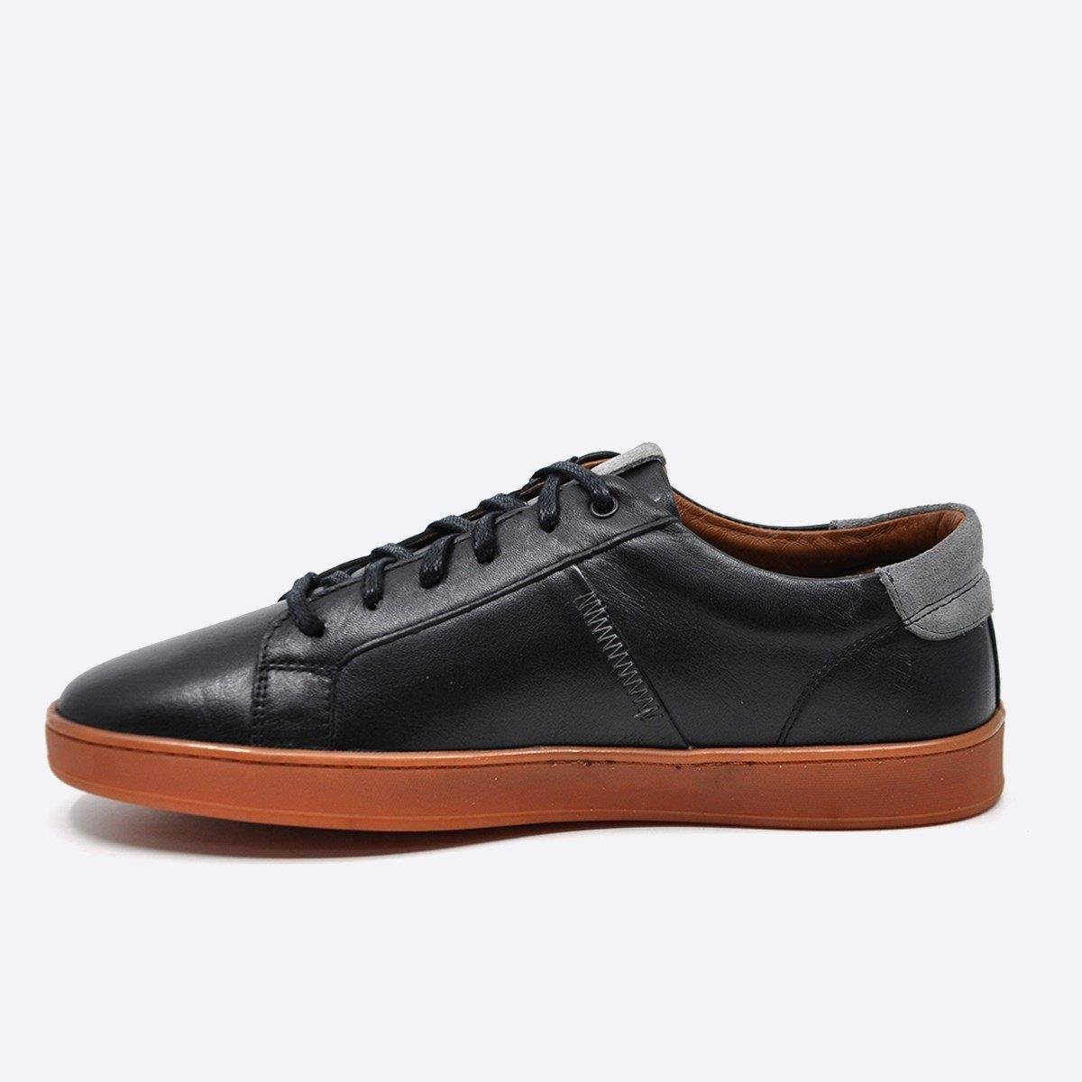 Fosco Hakiki Deri Siyah Sneaker Spor Erkek Ayakkabı 9882 100