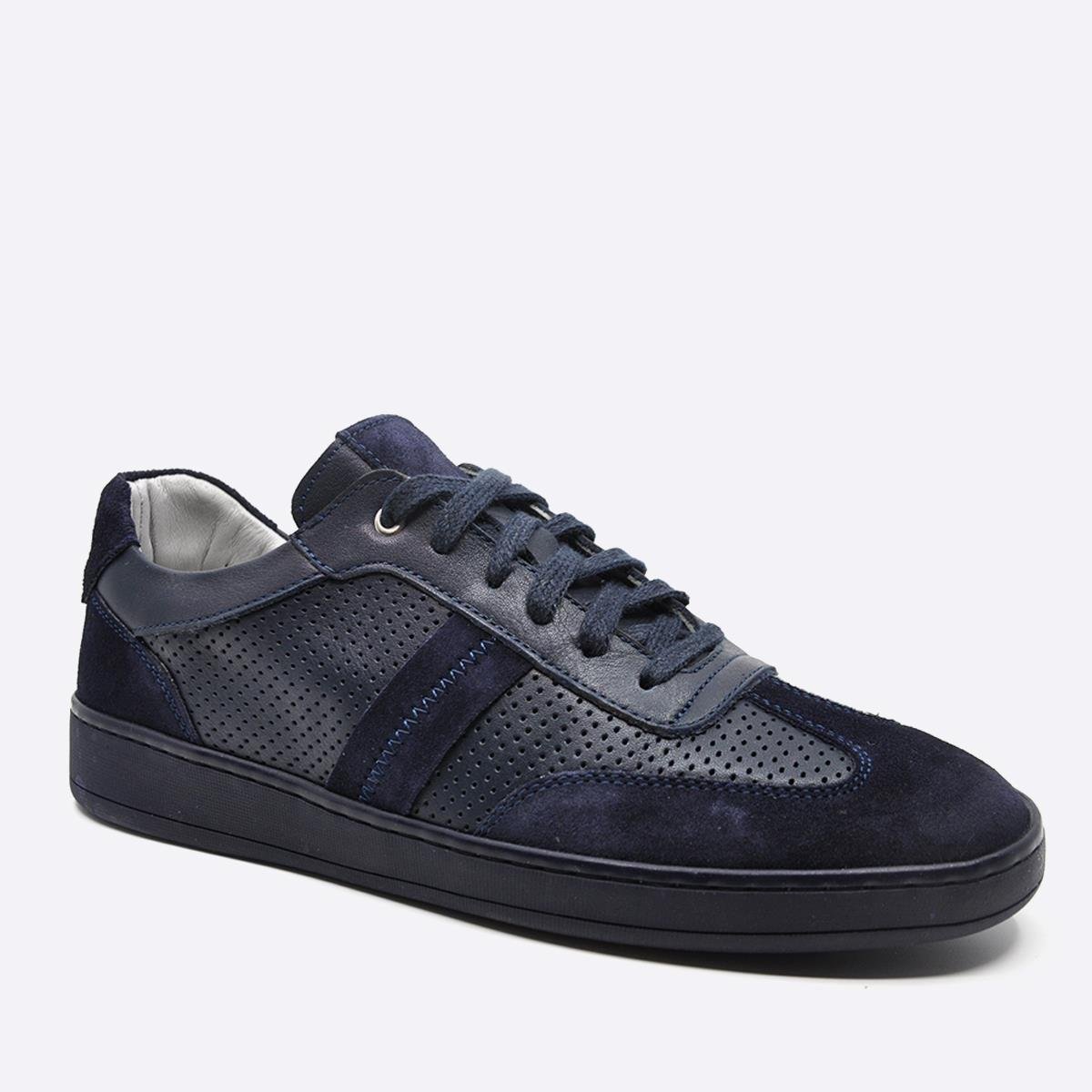 Fosco Hakiki Deri Sneaker Erkek Ayakkabı Lacivert 9870
