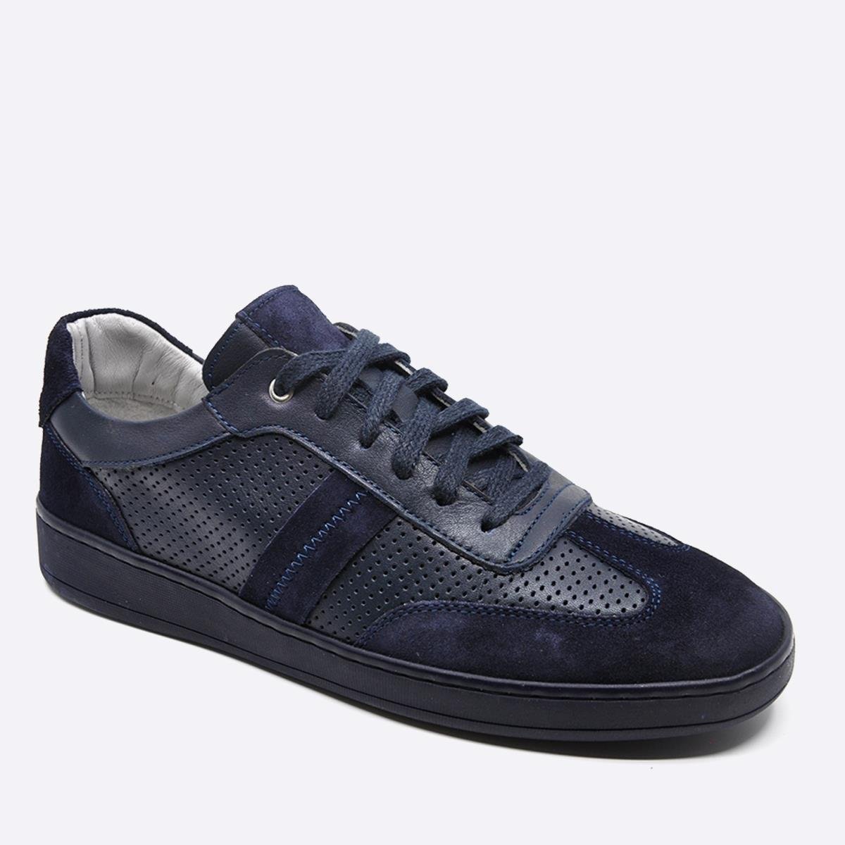 Fosco Hakiki Deri Sneaker Erkek Ayakkabı Lacivert 9870