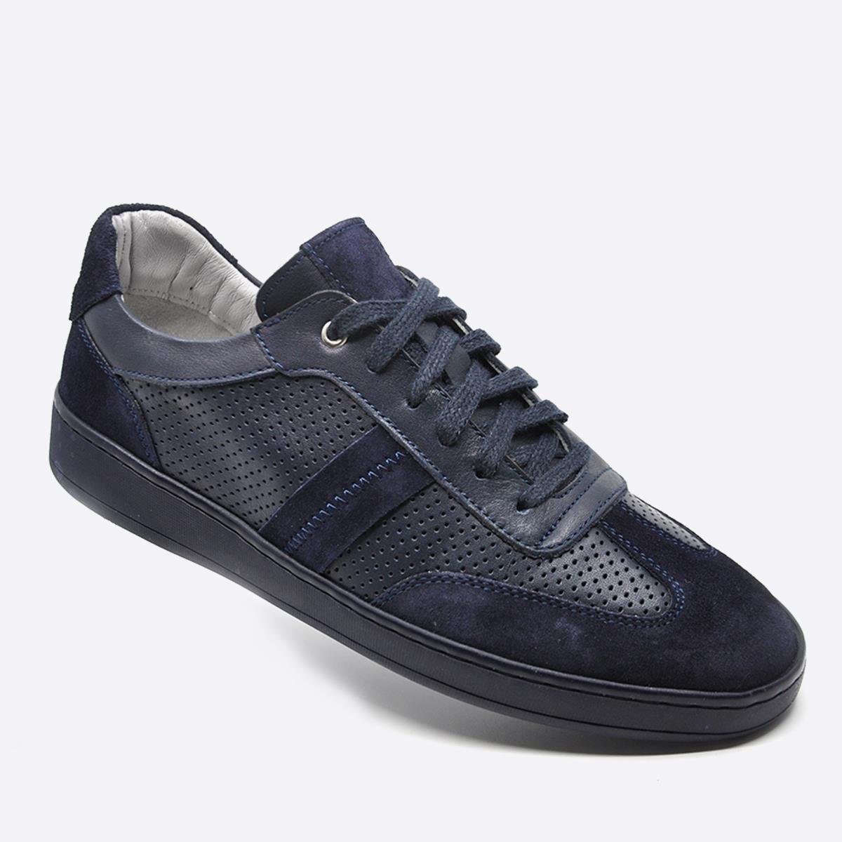 Fosco Hakiki Deri Sneaker Erkek Ayakkabı Lacivert 9870