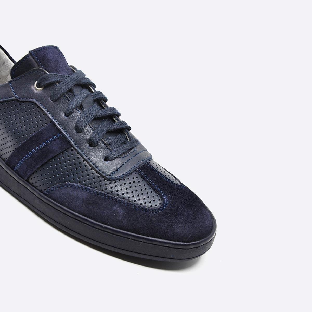 Fosco Hakiki Deri Sneaker Erkek Ayakkabı Lacivert 9870