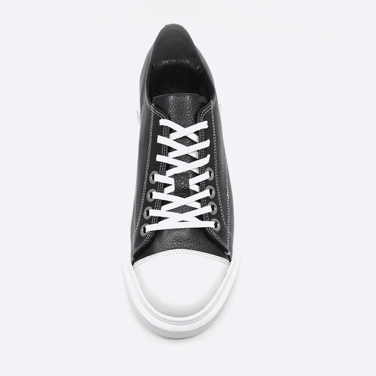 Fosco Hakiki Deri Sneaker Erkek Ayakkabı Siyah Beyaz 9901