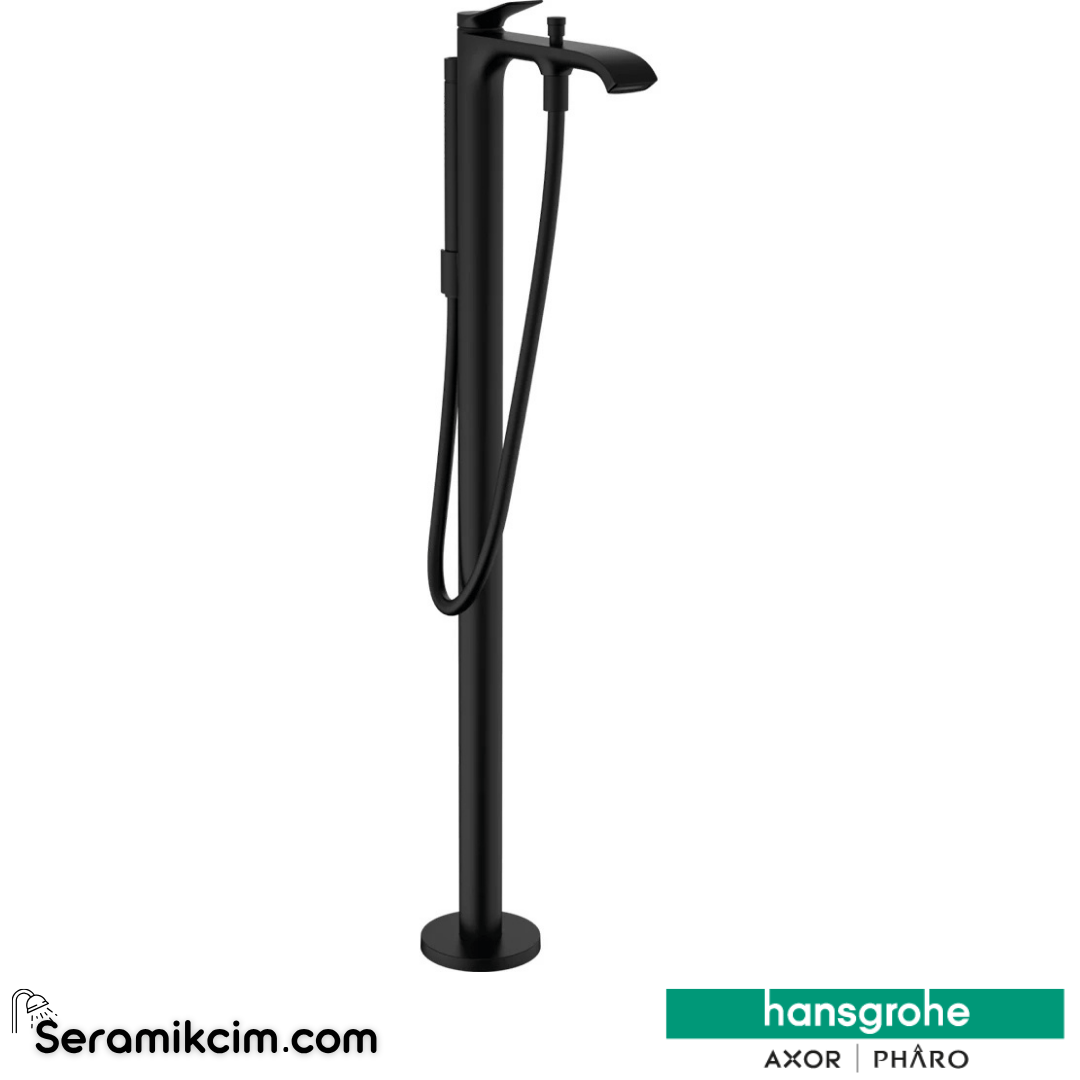 Hansgrohe Vivenis Tek Kollu Küvet Banyo Bataryası Yerden Mat Siyah 75445670