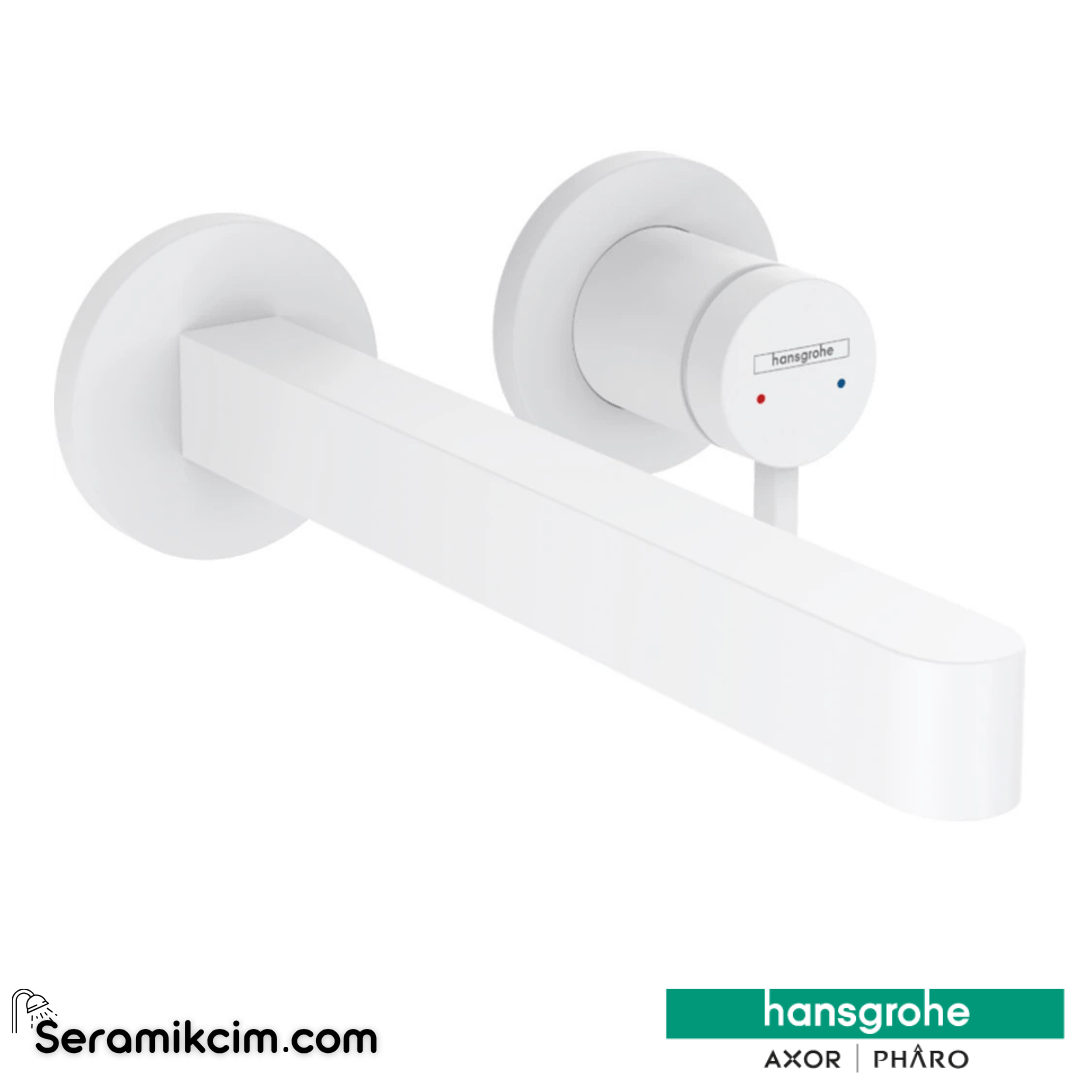 Hansgrohe Finoris Tek Kollu Ankastre Lavabo Bataryası 22,5 Cm Gaga İle Mat Beyaz 76050700