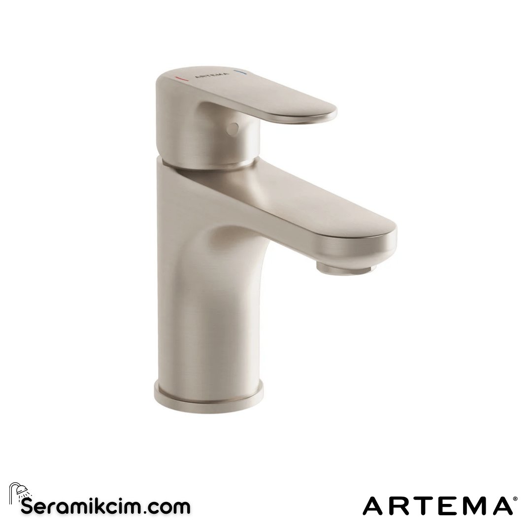 Artema Root Round Lavabo Bataryası Fırçalı Nikel A4270534 - A4270534