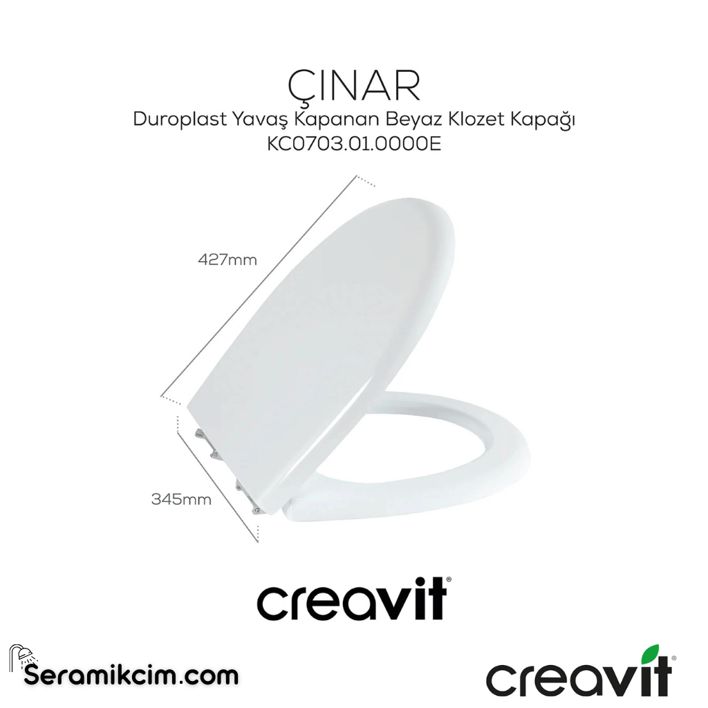 Creavit Çınar TP.YK. Beyaz Klozet Kapağı Yeni KC0703.03.0000E - KC0703.03.0000E
