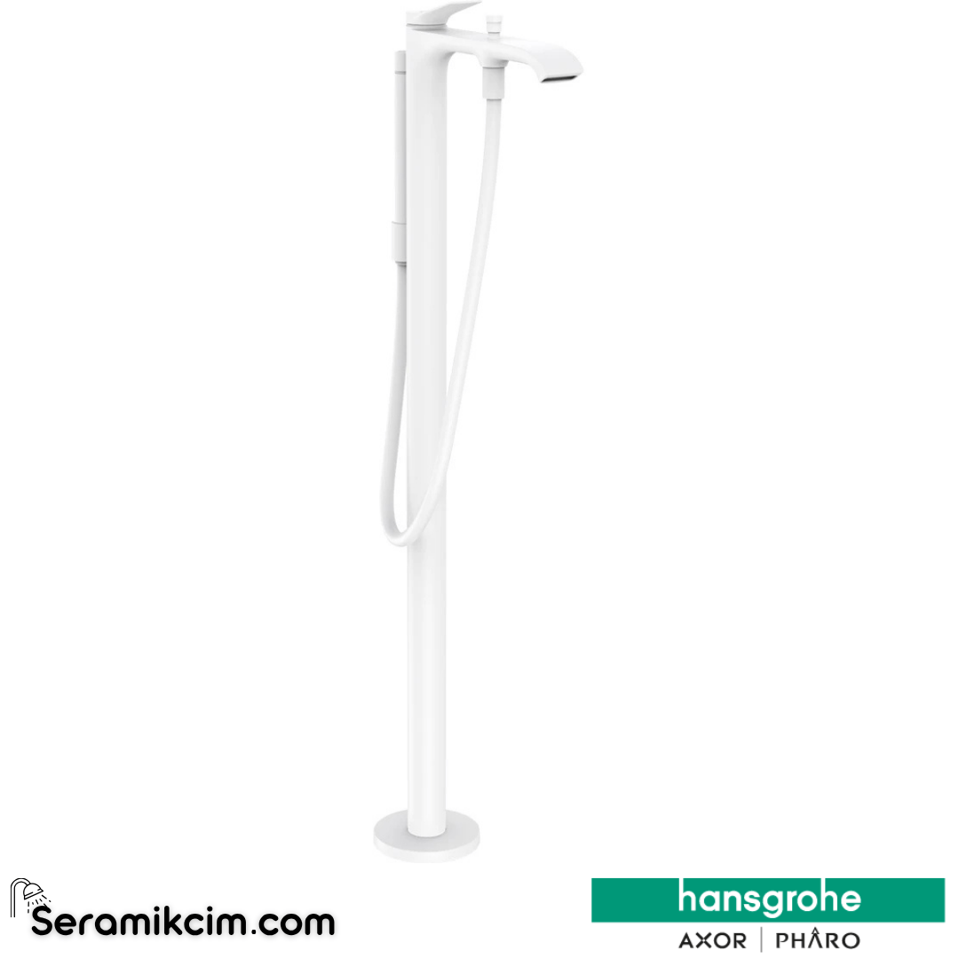 Hansgrohe Vivenis Tek Kollu Küvet Banyo Bataryası Yerden Mat Beyaz 75445700